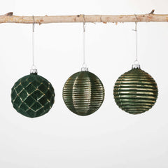 Gold Green Textured Ornaments