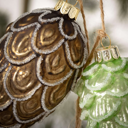 Glass Acorn Pinecone Ornament