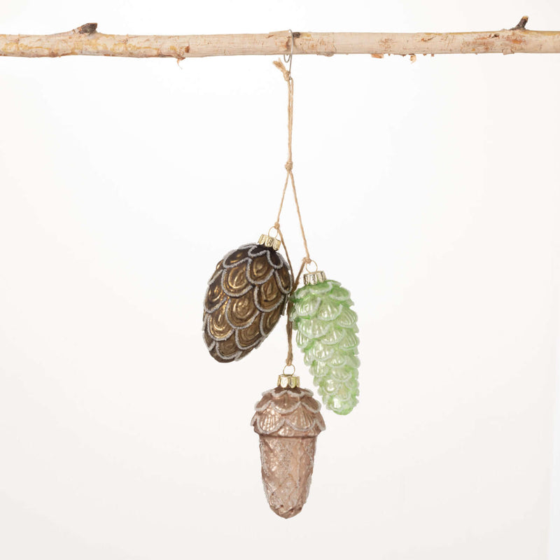 Glass Acorn Pinecone Ornament