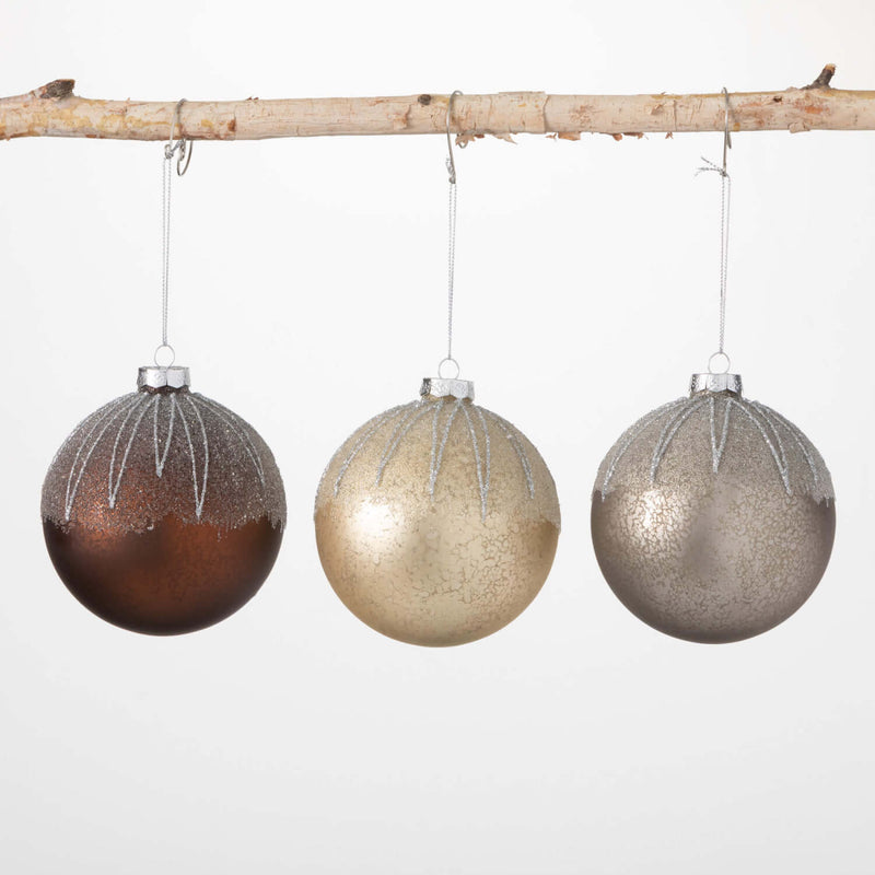 Frosted Metallic Ornament Set