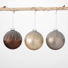 Frosted Metallic Ornament Set