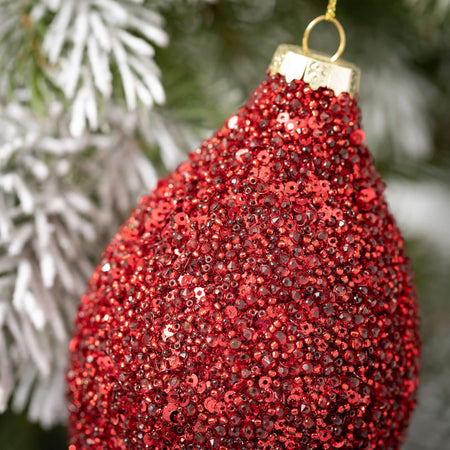 Red Glitter Glass Ornaments