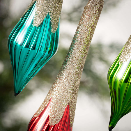 Glitter Drop Finial Ornaments