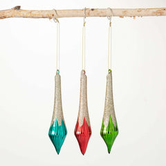 Glitter Drop Finial Ornaments