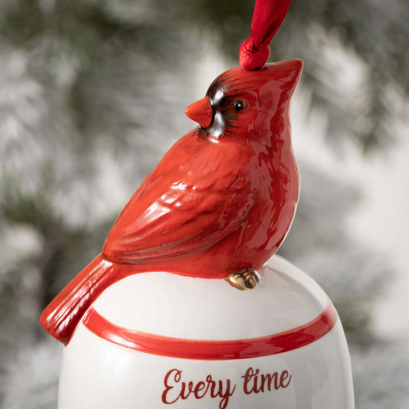 Cardinal-Topped Bell Ornament