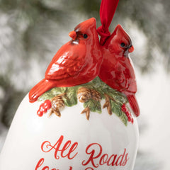 Cardinal-Topped Bell Ornament