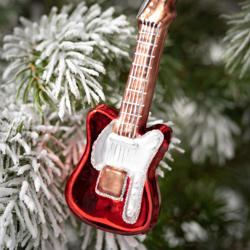 Glass Guitar Ornament Set Of 2