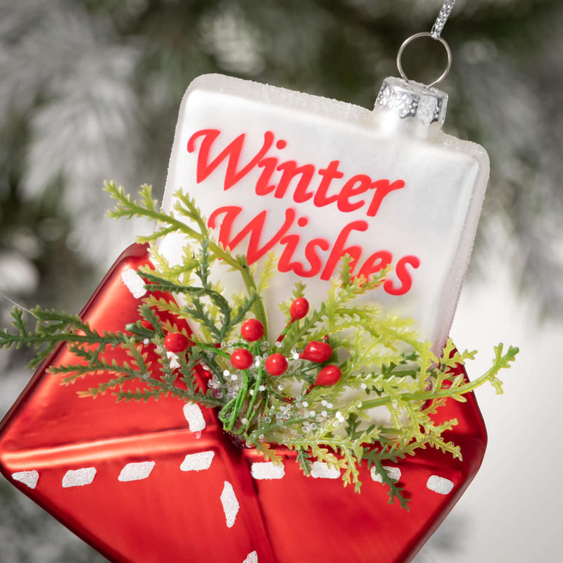 Glass Winter Wishes Ornament