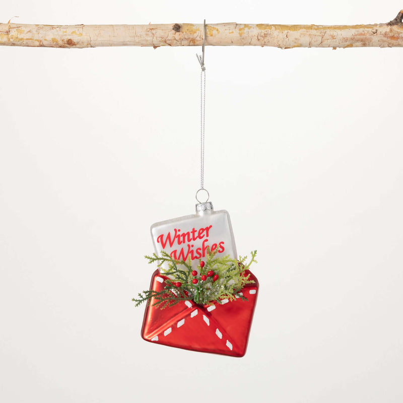 Glass Winter Wishes Ornament