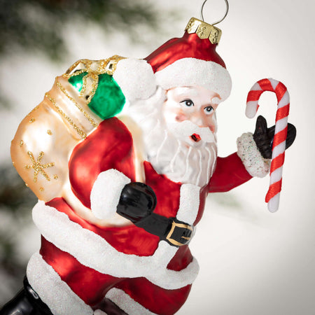 White Santa Glass Ornament