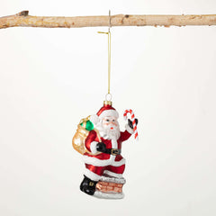 White Santa Glass Ornament