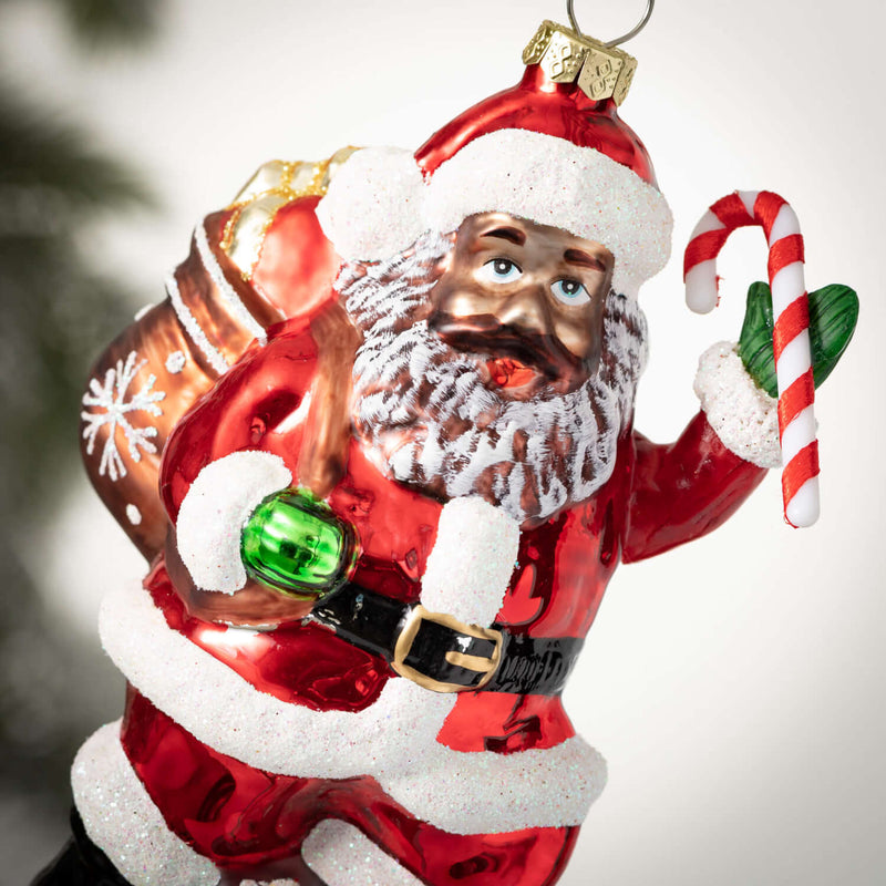 Black Santa Glass Ornament