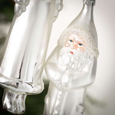 Slim Glass Santa Ornament Set
