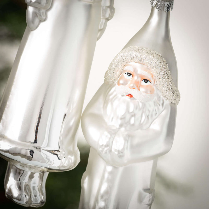 Slim Glass Santa Ornament Set