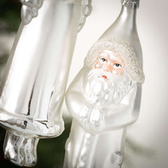 Slim Glass Santa Ornament Set
