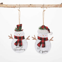 Snowmen With Text Ornament Set