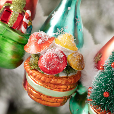Glass Gnome Ornament Set Of 3