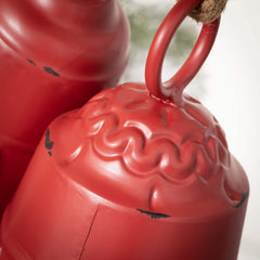 Red Metal Bell Ornament Set