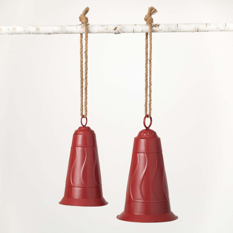 Red Metal Bell Ornament Set