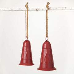 Red Metal Bell Ornament Set