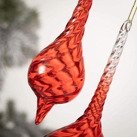 Red Twist Glass Drop Ornaments