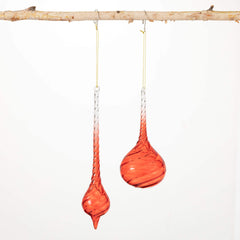 Red Twist Glass Drop Ornaments