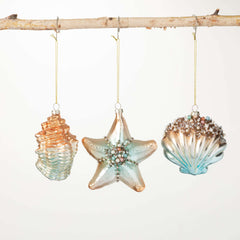 Glass Seashells Ornament Set 3