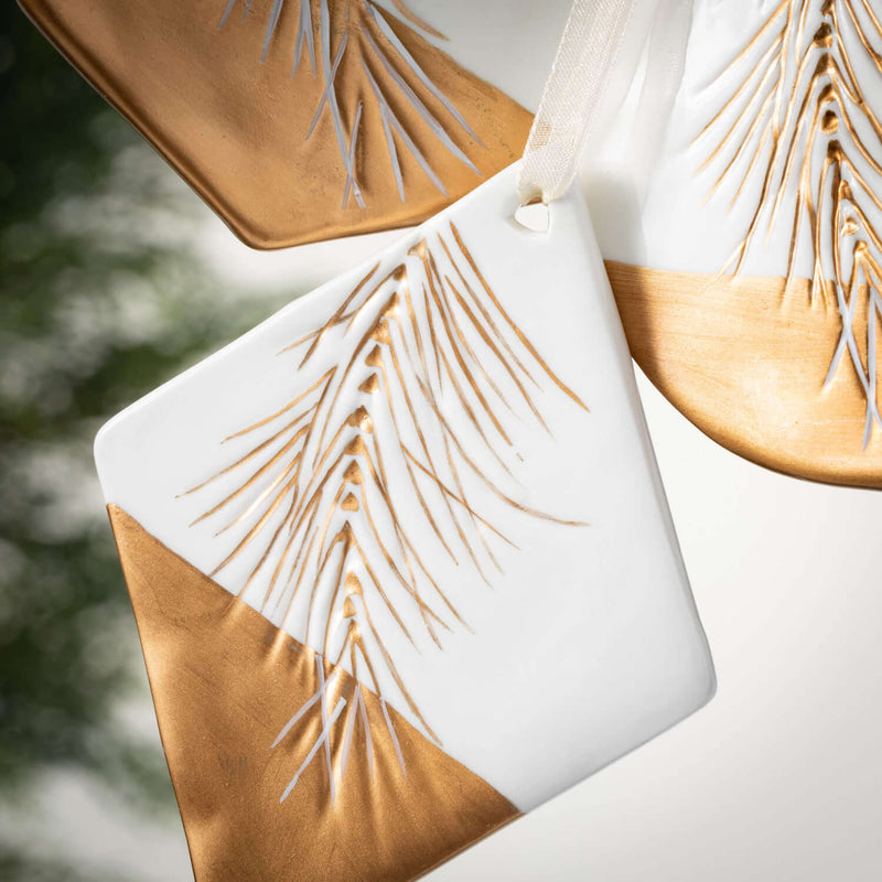 Gold Pine Motif Ornament Set