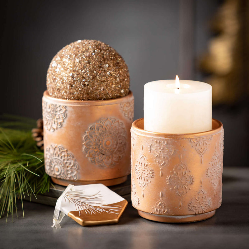 Gold Pine Motif Ornament Set