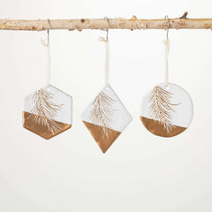 Gold Pine Motif Ornament Set