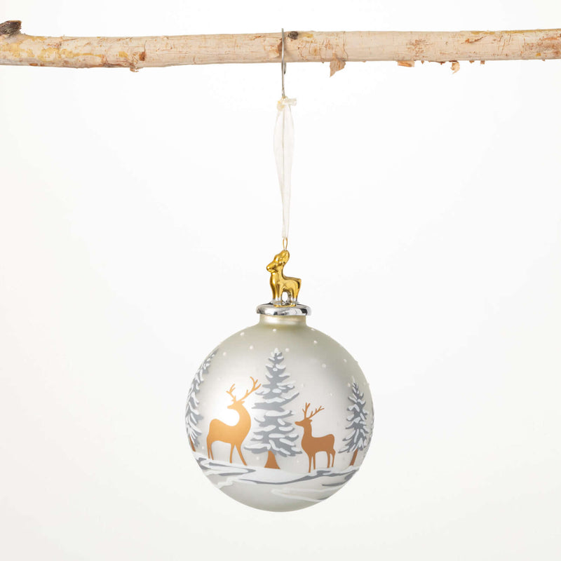 Deer-Topped Ball Ornament