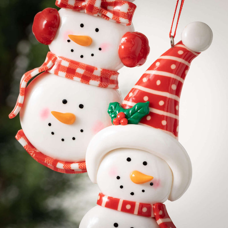 Stacked Snowmen Ornament Set