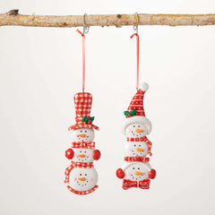 Stacked Snowmen Ornament Set