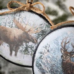 Moose And Deer Ornament Set