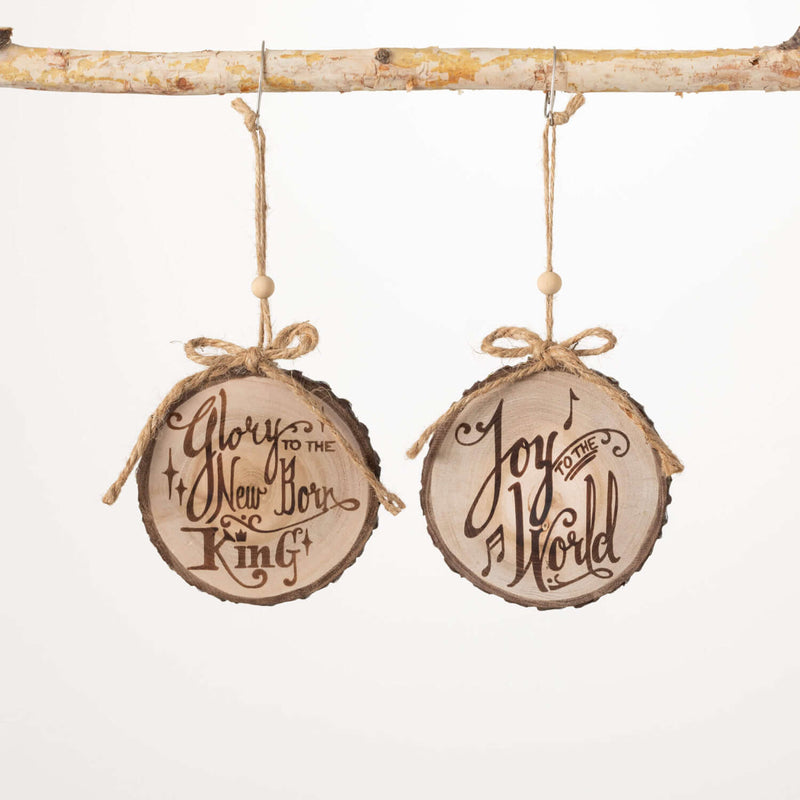 Wood Slice Ornament, Set Of 2