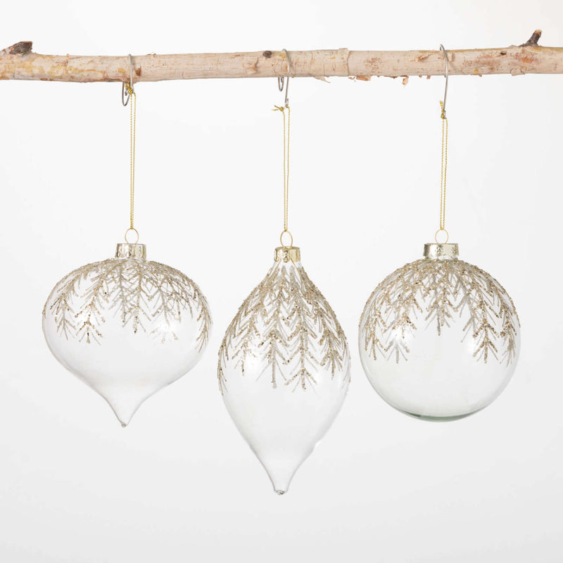 Gold Pine Ornament, Set Of 3