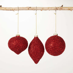 Deep Red Beaded Ornament Set