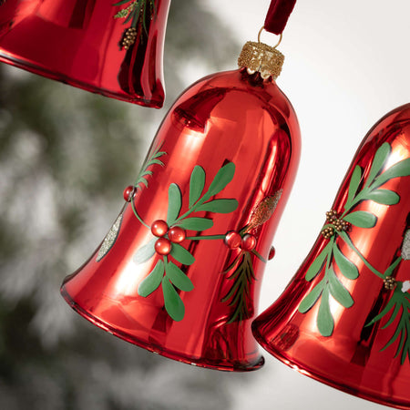 Red Holly Bell, Set Of 3
