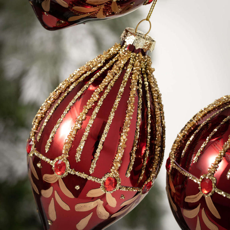 Glitter Gold & Red Ornaments