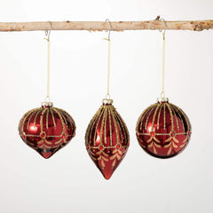 Glitter Gold & Red Ornaments