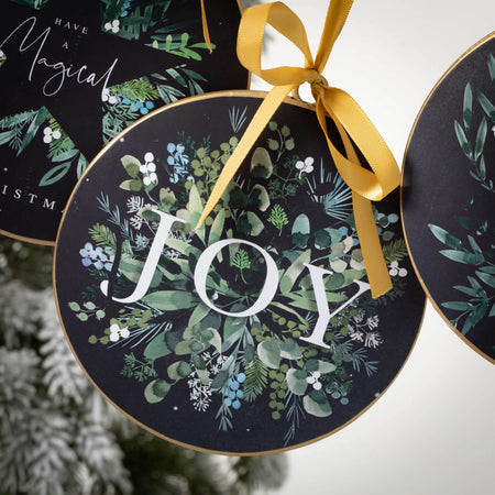 Black Botanical Disc Ornaments