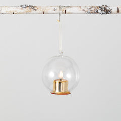Clear Glass Lighted LED Candle Ball Ornament
