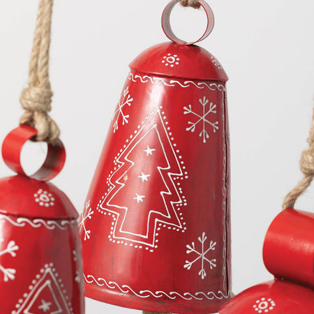 Oversized Metal Scandinavian Christmas Bell Ornament Set of 3