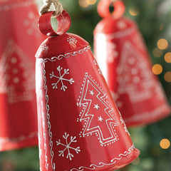 Oversized Metal Scandinavian Christmas Bell Ornament Set of 3