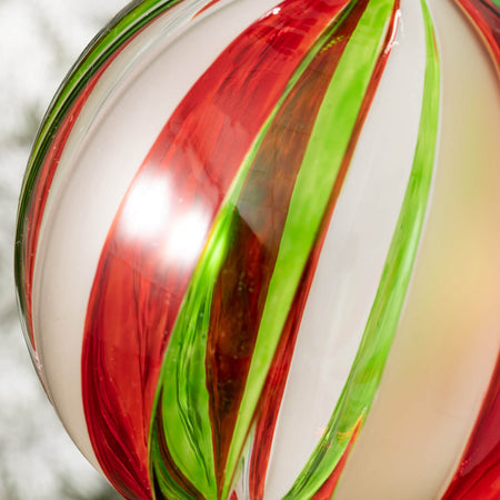 6" Handblown Green and Red Ornament
