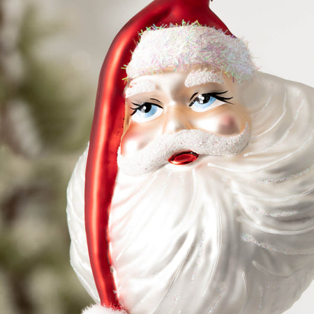 Glass Santa Head Christmas Ornament