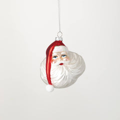 Glass Santa Head Christmas Ornament