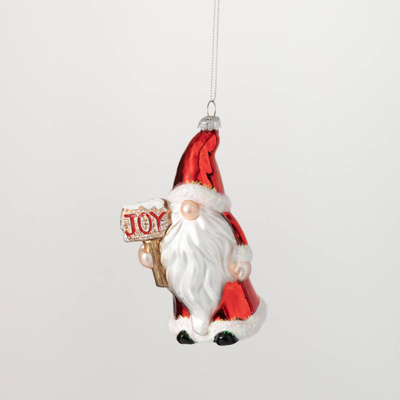 Glittery Glass Vintage Santa Gnome Christmas Ornament