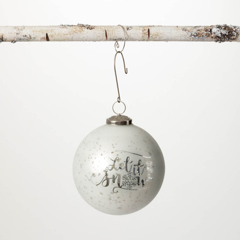 Silver Let It Snow Ball Christmas Ornament