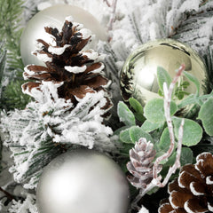 Frosted Pine and Pine Cone Christmas Ball Orb